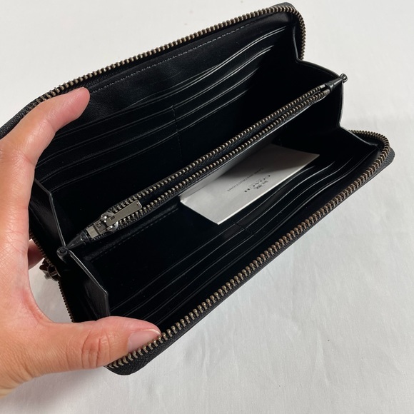 NEW COACH Graphite Men Accordion Zip Perforated Leather Green F58104 Wallet - Picture 3 of 5